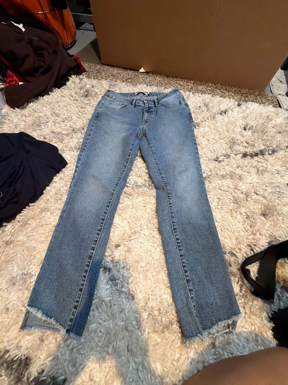 Rebecca Minkoff Mid-Rise Raw Hem Blue Denim Jeans